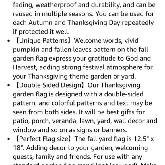 NEW Fall Welcome Garden Flag w/pumpkin and cornucopia of fruit & vegetables - Picture 5 of 10